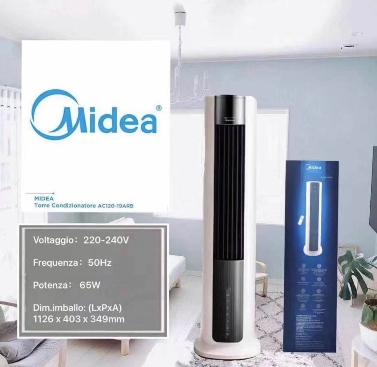 Midea AC120-19ARB Raffreddatore d'aria con serbatoio dell'acqua da 7 litri